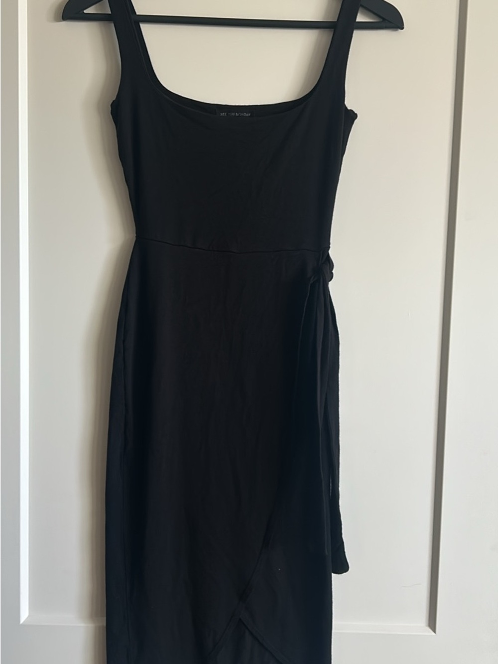 See You Monday Black Sleeveless Wrap Tie Midi Dress